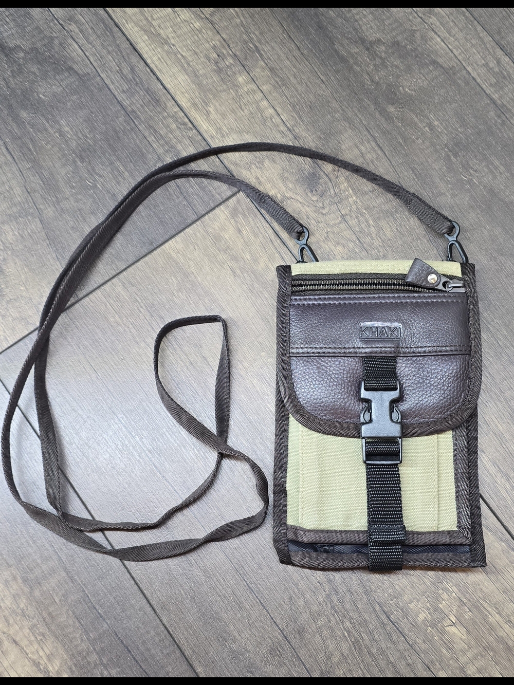 Khaki Green and Brown Crossbody Pouch